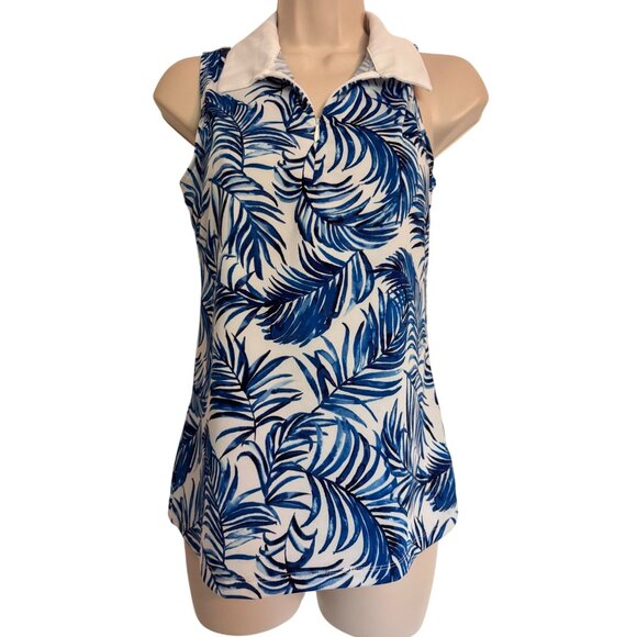 Tommy Bahama Golf Polo Size Small NWT UPF 50 Blue Print Collared 1/4 Zip Sleevel - Picture 10 of 10
